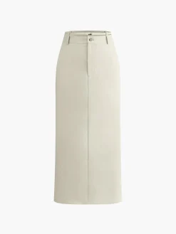 COMMENSE Sleeveless Button-Down Collar Tie Back Skirt Set* Skirt Sets|Long Sleeve Sets