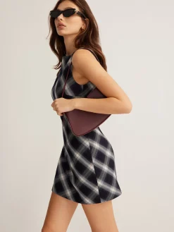 COMMENSE Sleeveless Checked Zipper Dress* Black Dresses|Casual Dresses