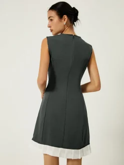 COMMENSE Sleeveless Contrast Ruffle Hem Short Dress* Casual Dresses|Work Dresses