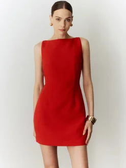 COMMENSE Sleeveless Cutout Solid Dress* Casual Dresses|Work Dresses