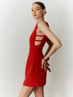 COMMENSE Sleeveless Cutout Solid Dress* Casual Dresses|Work Dresses