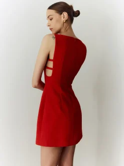 COMMENSE Sleeveless Cutout Solid Dress* Casual Dresses|Work Dresses