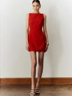 COMMENSE Sleeveless Cutout Solid Dress* Casual Dresses|Work Dresses
