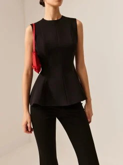 COMMENSE Sleeveless Piping Slim Blouse* Blouses & Shirts|Tops