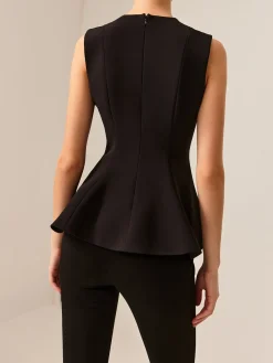 COMMENSE Sleeveless Piping Slim Blouse* Blouses & Shirts|Tops
