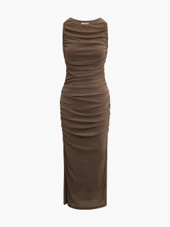 COMMENSE Sleeveless Side Split Mesh Midi Dress* Casual Dresses|Summer Dresses