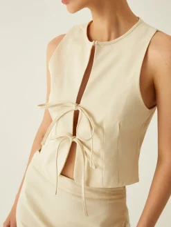 COMMENSE Sleeveless Tie Front Vest* Vests|Tank Tops & Camis