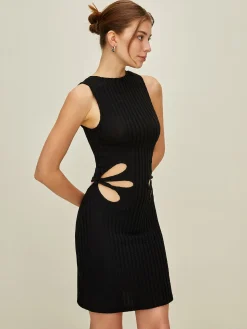 COMMENSE Slim Cutout Sleeveless Dress* Black Dresses|Casual Dresses