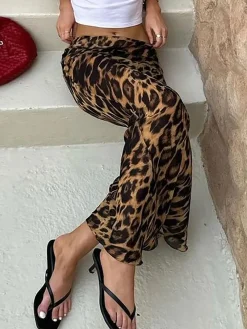 COMMENSE Slim Leopard Print Maxi Skirt* Skirts|Bottoms
