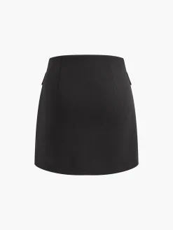 COMMENSE Slim Sleeveless Pockets Skirt Set* Skirt Sets|Long Sleeve Sets