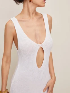 COMMENSE Slim Split Cutout Sweater Dress* White Dresses|Sweater Dresses