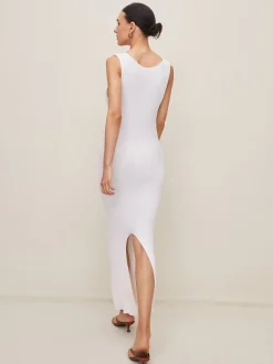 COMMENSE Slim Split Cutout Sweater Dress* White Dresses|Sweater Dresses