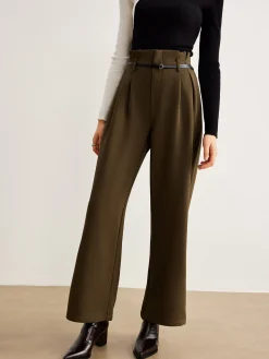 COMMENSE Slim-Belt Pleated Pants* Pants|Bottoms