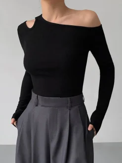 COMMENSE Slinky Cutout Knit Top* Sweater Tops|Sweaters & Cardigans