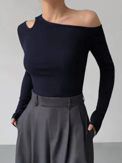 COMMENSE Slinky Cutout Knit Top* Sweater Tops|Sweaters & Cardigans