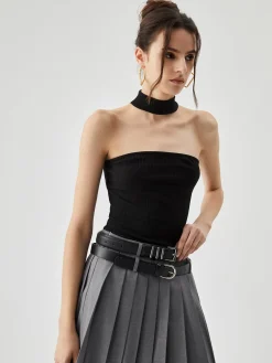 COMMENSE Slinky Solid Halter Top* Tank Tops & Camis|Matching Sets
