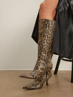 COMMENSE Snakeskin Print Knee-High Boots* Shoes|Accessories