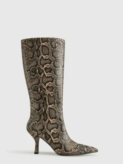 COMMENSE Snakeskin Print Knee-High Boots* Shoes|Accessories
