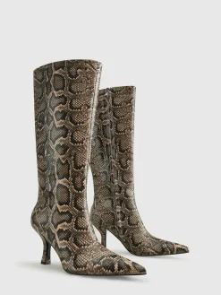 COMMENSE Snakeskin Print Knee-High Boots* Shoes|Accessories