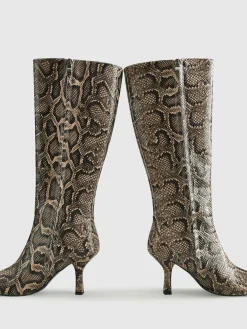 COMMENSE Snakeskin Print Knee-High Boots* Shoes|Accessories