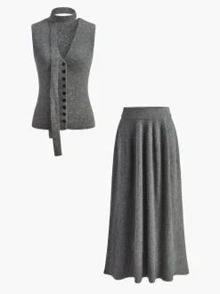 COMMENSE Soft Ribbed Belted Sweater Co-ords* Sweater Tops|Sweaters & Cardigans
