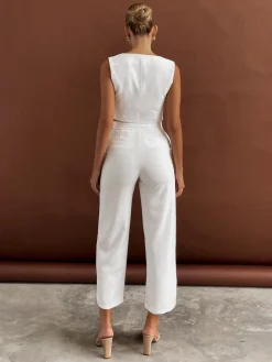 COMMENSE Solid  Asymmetrical Straight Leg Pants Set* Pants Sets|Matching Sets
