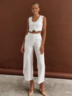 COMMENSE Solid  Asymmetrical Straight Leg Pants Set* Pants Sets|Matching Sets