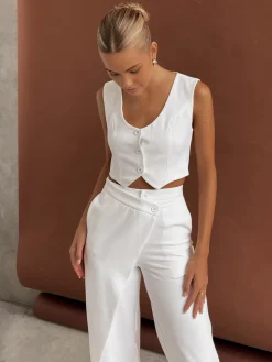 COMMENSE Solid  Asymmetrical Straight Leg Pants Set* Pants Sets|Matching Sets