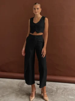 COMMENSE Solid  Asymmetrical Straight Leg Pants Set* Pants Sets|Matching Sets