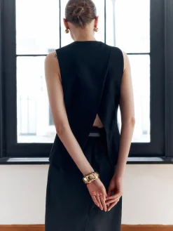COMMENSE Solid Back Split Button V-Neck Vest* Outerwear|Vests