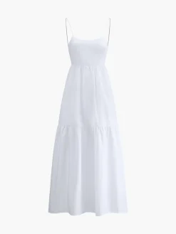 COMMENSE Solid Backless Long Dress* White Dresses|Black Dresses