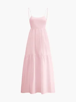COMMENSE Solid Backless Long Dress* White Dresses|Black Dresses