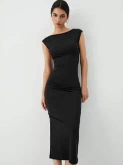 COMMENSE Solid Backless Midi Dress* Casual Dresses|Summer Dresses