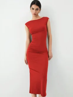 COMMENSE Solid Backless Midi Dress* Casual Dresses|Summer Dresses