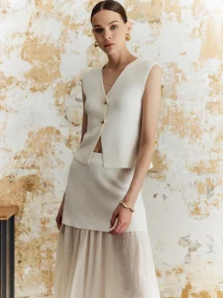 COMMENSE Solid Button Sweater Vest* Sweater Vests|Sweaters & Cardigans