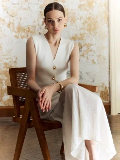 COMMENSE Solid Button Sweater Vest* Sweater Vests|Sweaters & Cardigans