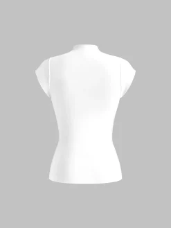 COMMENSE Solid Cap Sleeve Snug Top* T-shirts|Tops