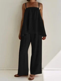 COMMENSE Solid Casual Pants Set* Pants Sets|Matching Sets