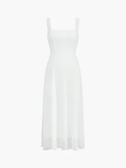 COMMENSE Solid Elegant Cami Long Dress* White Dresses|Black Dresses