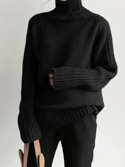 COMMENSE Solid High Neck Knit Sweater* Sweater Tops|Sweaters & Cardigans