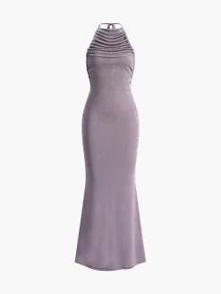 COMMENSE Solid Knotted Skinny Long Dress* Casual Dresses|Cocktail & Party Dresses