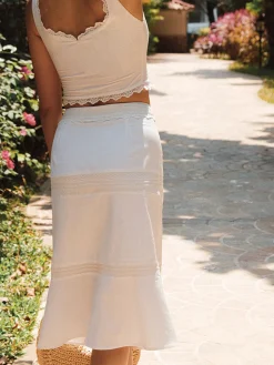 COMMENSE Solid Knotted Tank Top With Skirt Set* Skirt Sets|Long Sleeve Sets