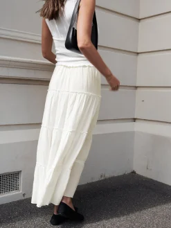 COMMENSE Solid Layered Long Skirt* Skirts|Bottoms