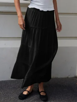 COMMENSE Solid Layered Long Skirt* Skirts|Bottoms