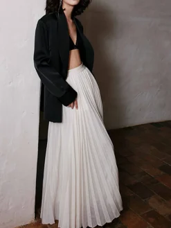 COMMENSE Solid Pleated Maxi Skirt* Skirts|Bottoms