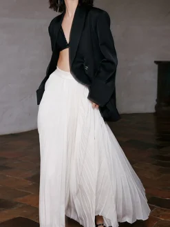 COMMENSE Solid Pleated Maxi Skirt* Skirts|Bottoms