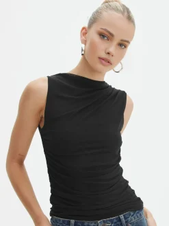 COMMENSE Solid Pleated Tank Top* Tank Tops & Camis|Tops