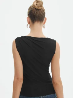 COMMENSE Solid Pleated Tank Top* Tank Tops & Camis|Tops