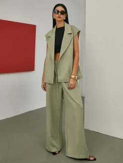 COMMENSE Solid Tailored Belted Vest* Outerwear|Vests