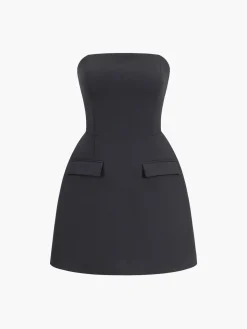 COMMENSE Solid Tube Mini Dress* Black Dresses|Casual Dresses